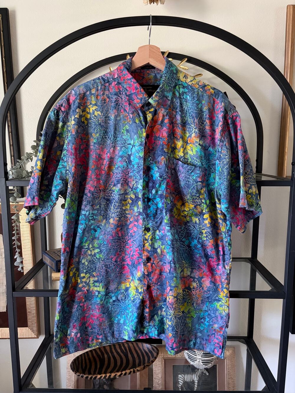 Pete Huntington Bali Batik Hawaiian Shirt Mens M 100% Cotton Classic Fit Aloha